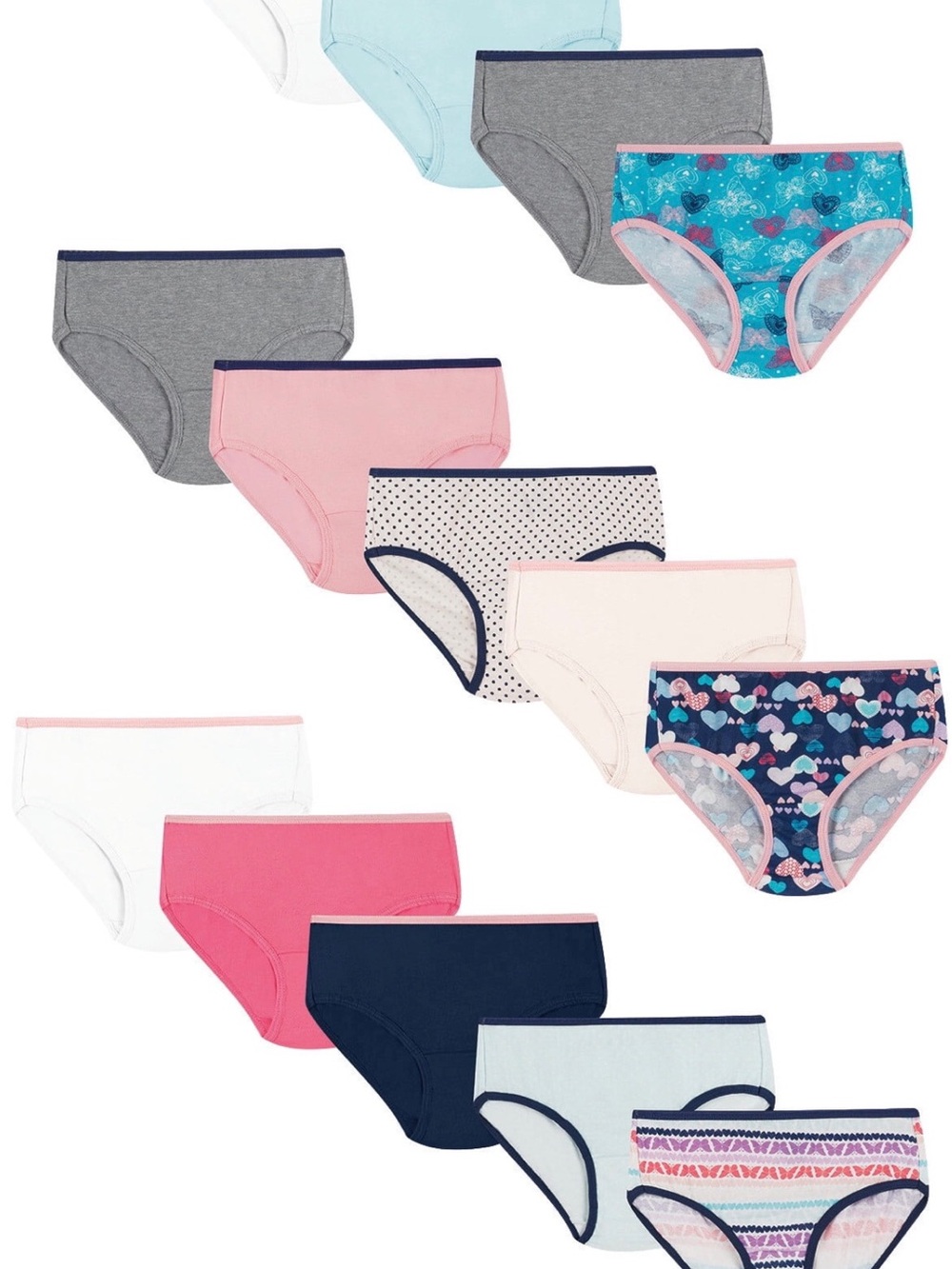 Hanes Girls Hipster Underwear Pack, 14-Pack, Cotton Hipster Panties for Girls